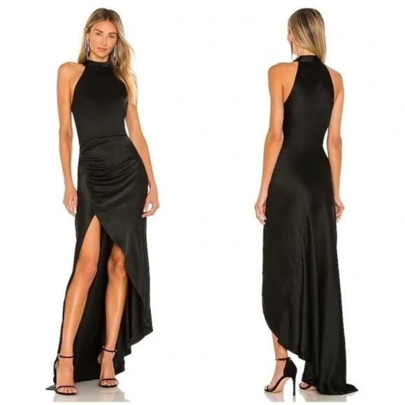 NWT Retrofete Sab Satin Halter Neck Slit Maxi Dress - Black - XS - Picture 15 of 15